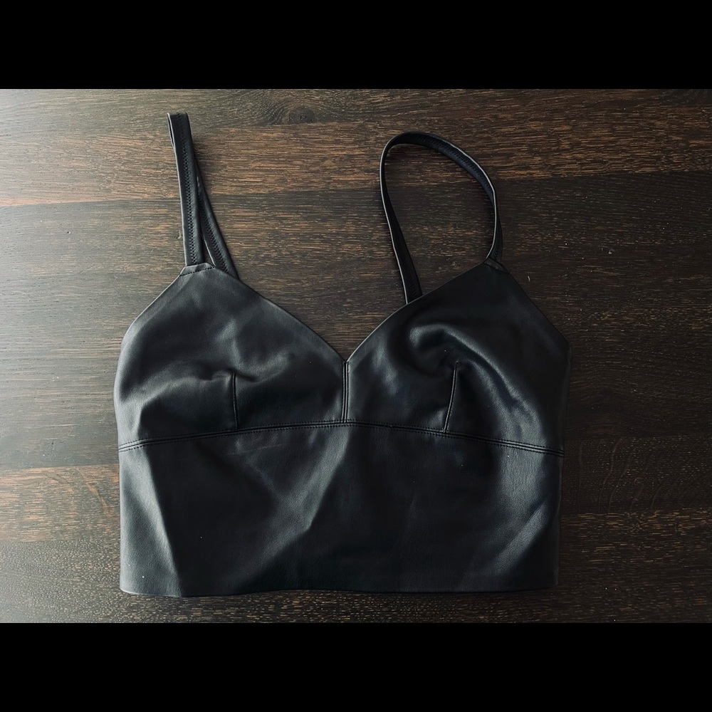 Zara Leather Crop Tank Top Size S